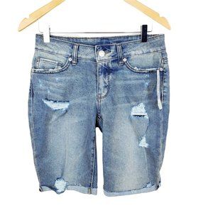 Time Tru Bermuda Jean Shorts Distressed New With Out Tag